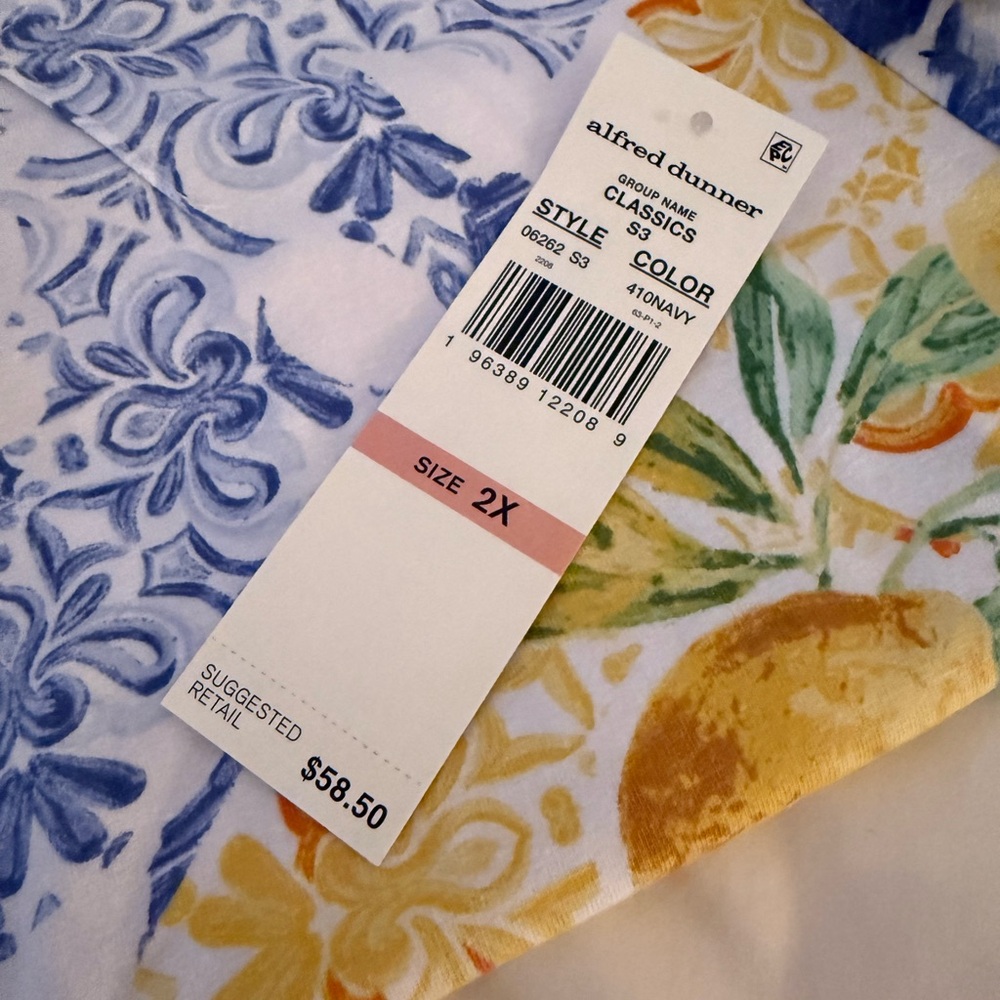 Alfred Dunner Blue and Yellow Floral Top with Gem Details, 2X NWT - Picture 4 of 4